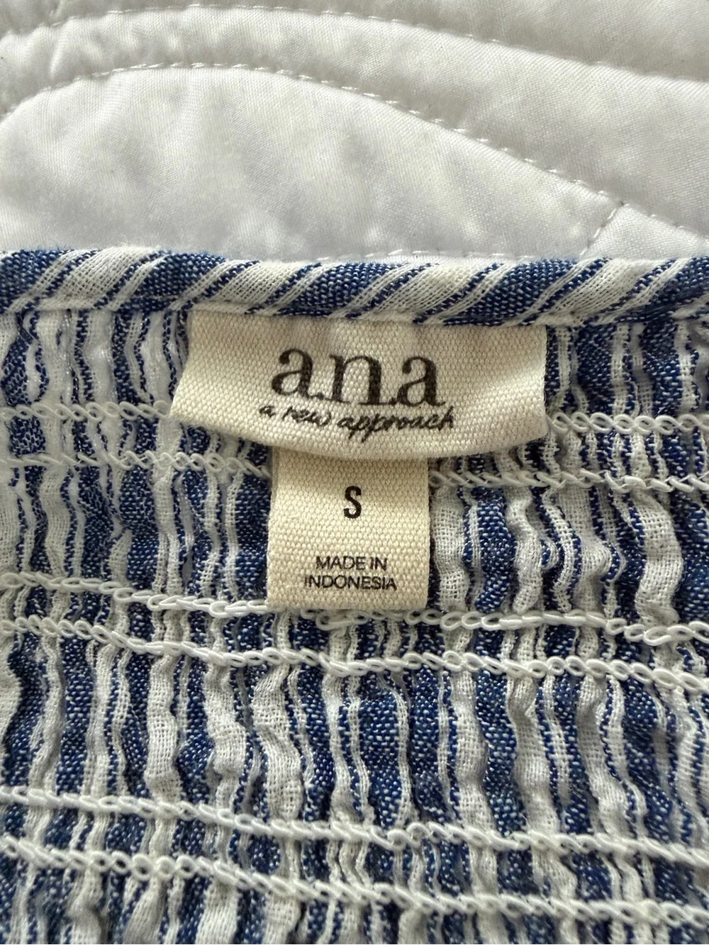 a.n.a Blue and White Striped Square-Neck Midi Dress